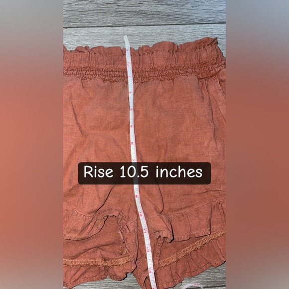 Aerie Size XS Paperbag Shorts Linen Blend High Rise Brown/orange Pockets - Picture 3 of 8